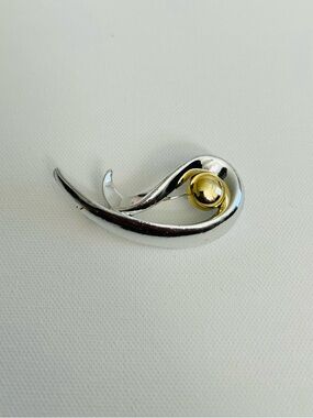 Danecraft Vintage Silver and Gold Swirl Scandinavian Style Brooch Pin
